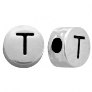 Metall Look Perlen Buchstaben T Antik silber