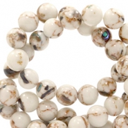 Naturstein Perlen Calcit mit Muschel 4mm Antique white