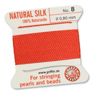 Griffin bead cord natural silk Ø0.8mm Coral pink