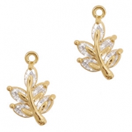 Basic quality Metall Strass Anh&auml;nger Blatt Gold