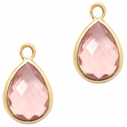 Anh&auml;nger Kristallglas tropfenform 11x7mm Vintage pink crystal-gold