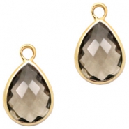 Anh&auml;nger Kristallglas tropfenform 11x7mm Greige-gold