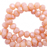 Top Glas Facett Perlen 4x3 mm rondellen Beige rose opal-pearl shine coating