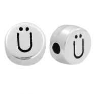 Metall Perlen Buchstabe DQ &Uuml; Antik silber (Nickelfrei)