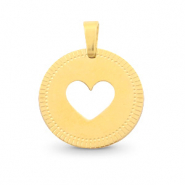 Stainless Steel - Rostfrei Stahl Anh&auml;nger 12mm Heart Mix&Match Gold