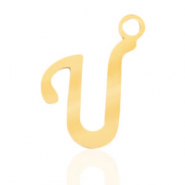 Stainless Steel - Rostfrei Stahl Anhänger Initial U Gold