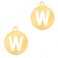 Stainless Steel - Rostfrei Stahl Anhänger 10mm Initial coin W Gold