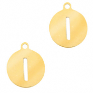 Stainless Steel - Rostfreiem Stahl Anhänger rund 10mm Initial coin I Gold