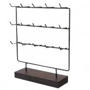 Schmuckdisplay für Schmuck Karten drei Reihen mit Holz Ständer Black-dark brown