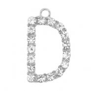 Basic Quality Metall Anh&auml;nger Strass Initiale D Antik silber