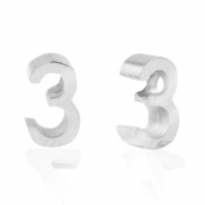 Stainless Steel - Rostfrei Stahl Perlen Zahlen 3 Silber