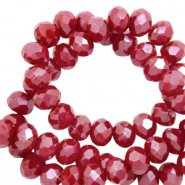 Top Glas Facett Perlen 6x4 mm rondellen Garnet red-pearl shine coating