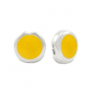 Metall Perlen DQ Pearl tropical yellow-antik silber (Nickelfrei)