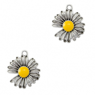 Metall Anhänger DQ Gänseblümchen Antik silber-tropical yellow (Nickelfrei)