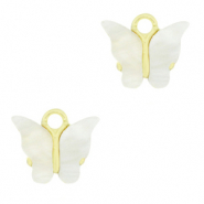 Resin Anhänger Schmetterling Gold-off white