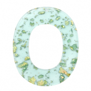 Resin Anhänger Oval Turquoise blue gold-transparent