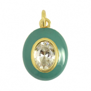 Brass TQ Metall Anh&auml;nger Oval Zirkonia Pastel green-gold