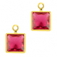 Anh&auml;nger Kristallglas Square Ruby pink-gold