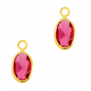 Anh&auml;nger Kristallglas Oval Ruby pink-gold
