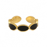 Ringe aus Stainless Steel - Rostfreiem Stahl Enamel Oval Black-gold