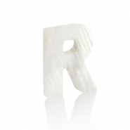 Muschel Anhänger Süßwasserperlmutt Buchstaben R White (Naturliche Farbe Muschel)