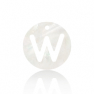 Muschel Anhänger Süßwasserperlmutt Buchstaben W White (Naturliche Farbe Muschel)