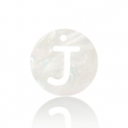 Muschel Anhänger Süßwasserperlmutt Buchstaben J White (Naturliche Farbe Muschel)
