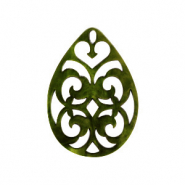 Resin Anhänger Tropfen Barock Dark olive green