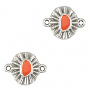 Metall Anh&auml;nger DQ Zwischenst&uuml;ck Antik silber-coral red (nikkelvrij)