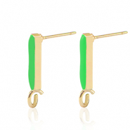 Metall Zubeh&ouml;r DQ Ohrstecker Bar Gold-neon green (Nickelfrei)
