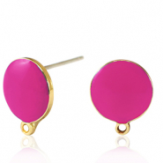 Metall Zubeh&ouml;r DQ Ohrstecker Gold-neon fuchsia pink (Nickelfrei)