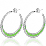 Ohrringe aus Stainless Steel - Rostfreiem Stahl Creolen 30mm Silver-neon green