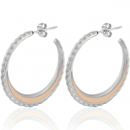 Ohrringe aus Stainless Steel - Rostfreiem Stahl Creolen 30mm Silver-vintage pink