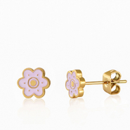 Ohrringe aus Stainless Steel - Rostfreiem Stahl Blume Lilac-gold