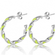 Ohrringe aus Stainless Steel - Rostfreiem Stahl Neon lime green-silver