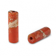 Naturstein Perlen Tubes Rust red