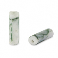 Naturstein Perlen Achat Tubes Green-white