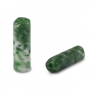 Naturstein Perlen Skarn Tubes Green-white