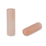 Naturstein Perlen Quarz Tubes Peach pink