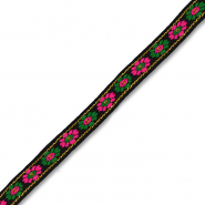 Schmuckband mit Blumen Black-green-pink