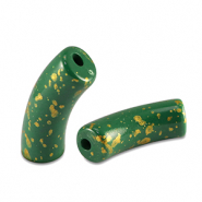 Acryl perlen Tube shiny Dark green-gold