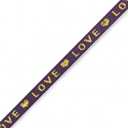 Schmuckband mit Text "love" Purple-gold