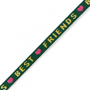 Schmuckband mit Text "best friends" Green-gold-pink