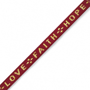 Schmuckband mit Text "love faith hope" Red-gold
