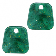Resin Anhänger Trapez Glitzer Multicolor green