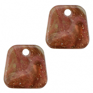 Resin Anh&auml;nger Trapez Glitzer Multicolor brown