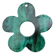 Resin Anh&auml;nger Blume Glitzer Multicolor green