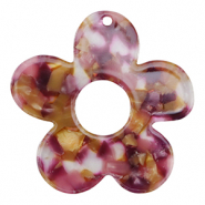 Resin Anhänger Blume Pink-purple gold
