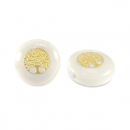 Glasperlen Rondell shell look tree of life White-gold