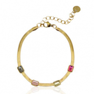 Snake Armbänder aus Stainless Steel - Rostfreiem Stahl Crystal Gold-multicolour